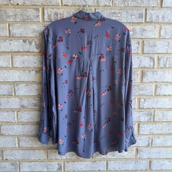 Lucky Brand Long Sleeve Button Front Collared Floral Shirt Women's Size 2X. - Picture 3 of 11